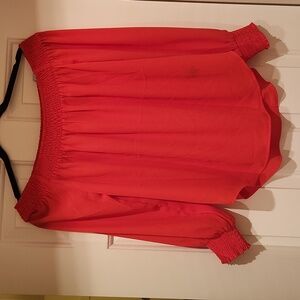 Express coral top, off shoulder